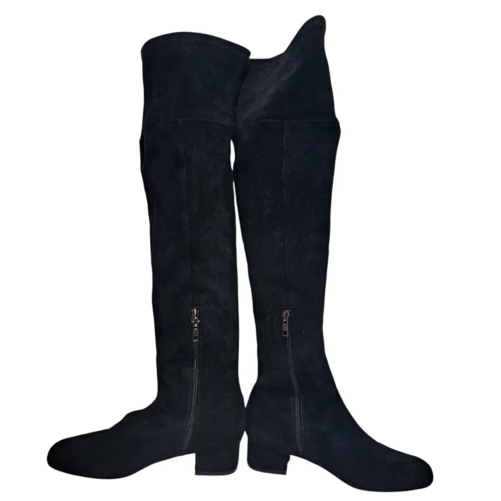 Anthropologie Raven Gothic Preppy Glam Casual Knee High  Boots Size 6 Black